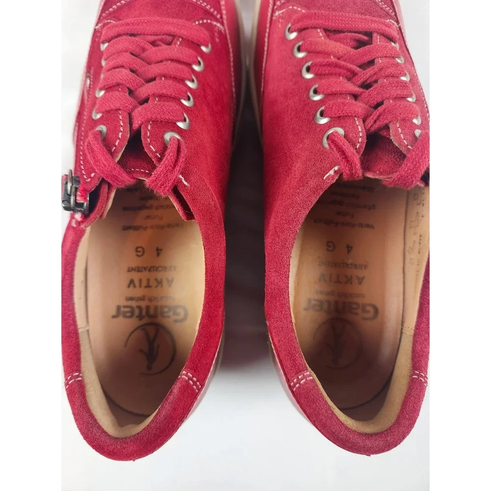 Ganter Womens US 6.5‎ Wide G Red Leather Suede Comfort Walking Shoes Zip EU37